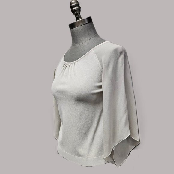 D. Exterior Blouse with Sheer sleeves - Picture 2 of 4